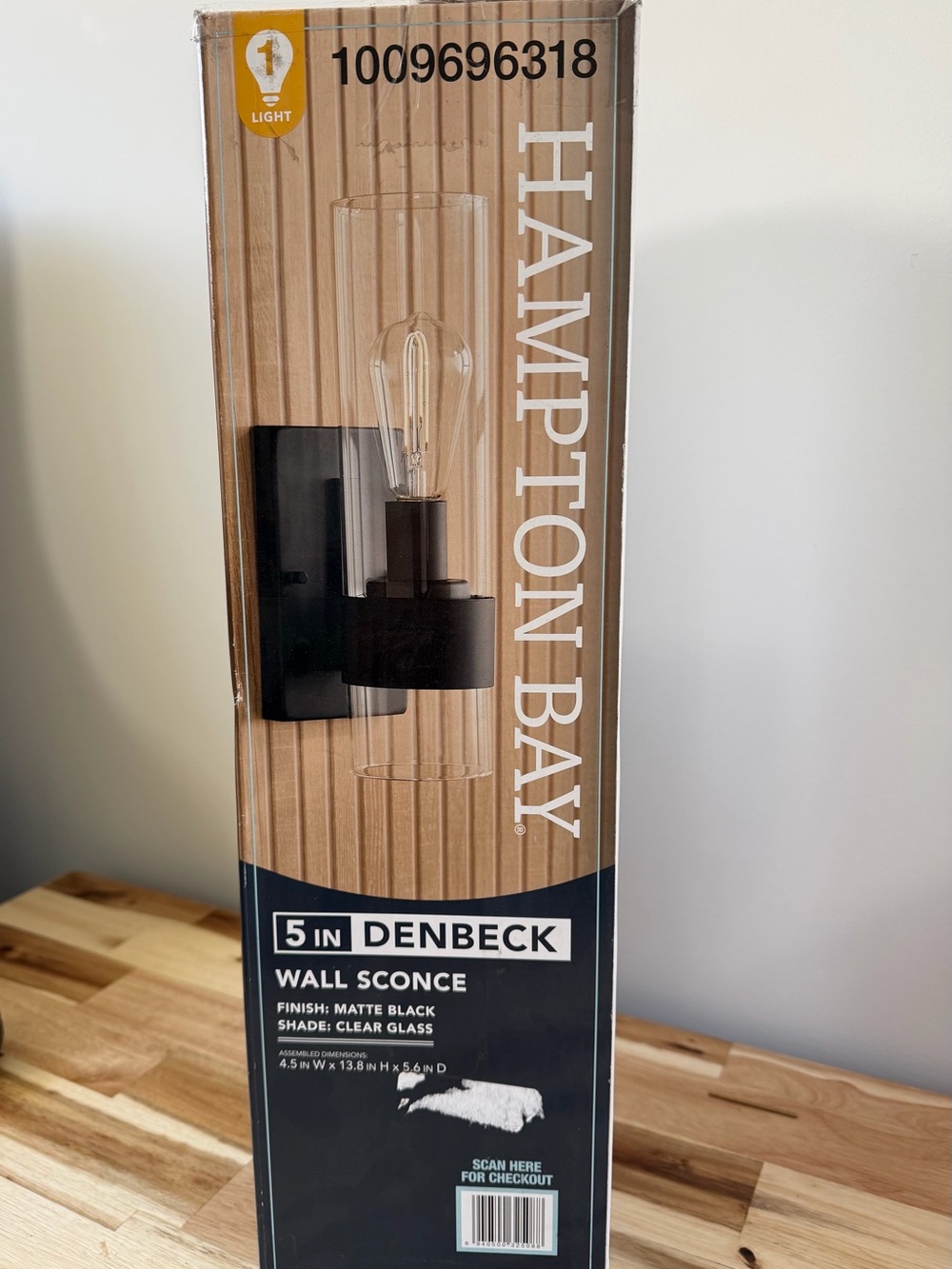 New Hampton Bay Denbeck 5-in Matte Black Wall Sconce